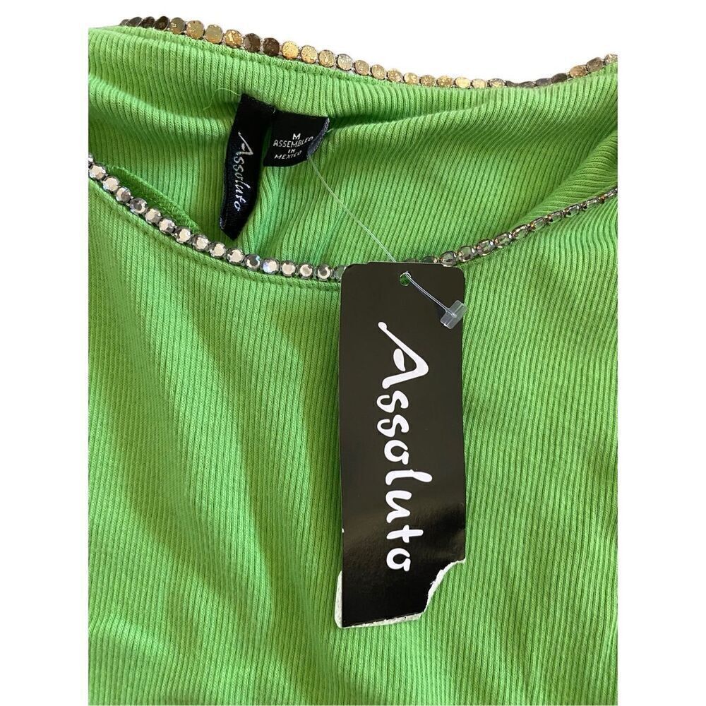 Nwt Assoluto Rhinestone Ribbed Tank Top Embellished - Picture 9 of 14